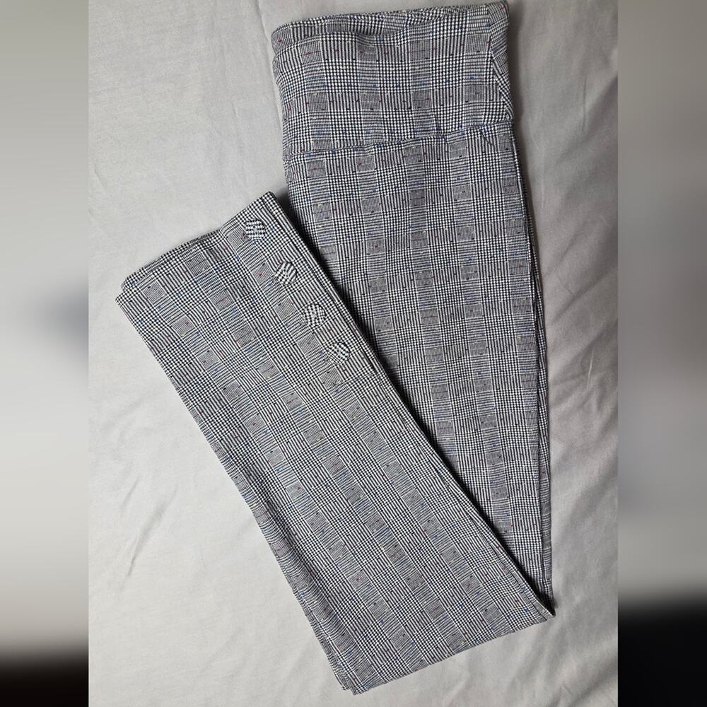 Attyre New York Women’s Glen Plaid Stretch Pants Leggings Size 4 Ankle Buttons